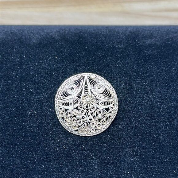 Sterling silver filigree brooch 925 - Picture 1 of 1